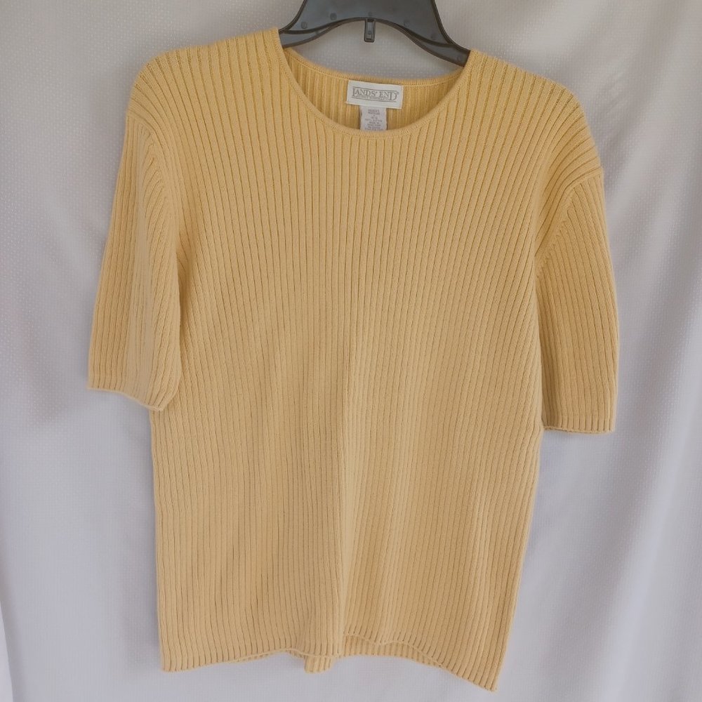 Woman's Land's End size Large yellow short sleeve ribbed top